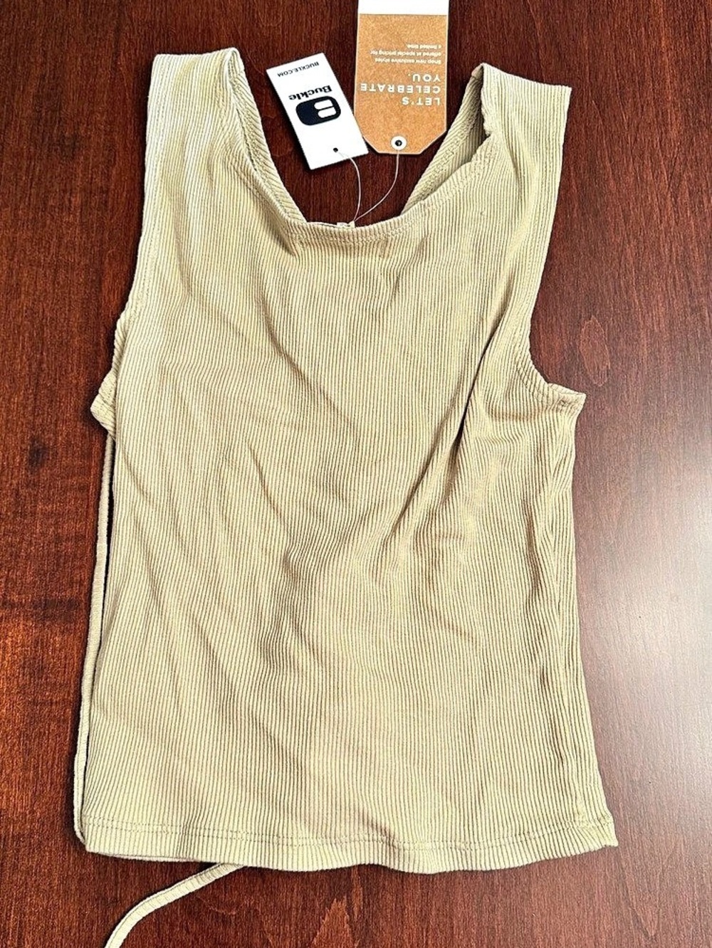 Gilded Intent Ribbed Striped Tank Top in Beige Size Medium NWT